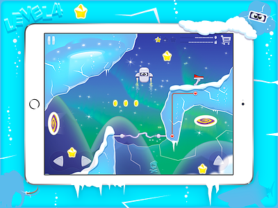 "Level 4" for mobile game arctic blue design game ice level mobile ui ux vector zif