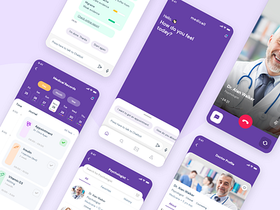 Health App app design flat health messenger ux ui video call xd