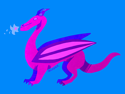 Pink Dragon cartoon flashy flat illustration