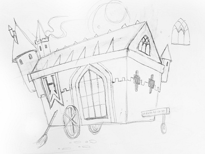 Hogwarts Trailer / Caravan Concept caravan concept harry potter hogwarts illustration sketch trailer whimsy