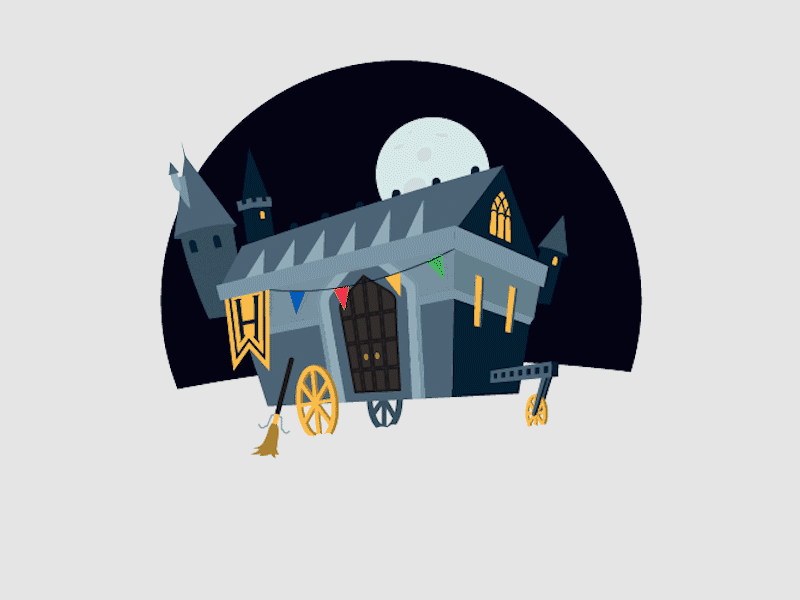 Hogwarts Trailer / Caravan gif caravan concept gif harry potter hogwarts illustration sketch trailer whimsy