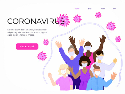 Coronavirus character concept coronavirus design flat illustration page pandemic people quarantine vector web