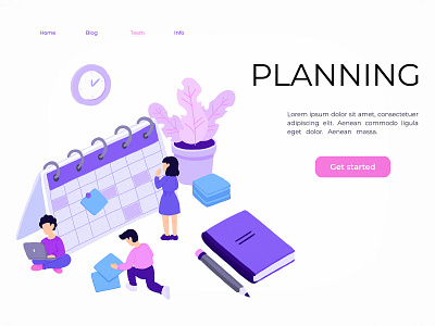 Planning business character concept design illustration isometric isometry page planning ui vector web