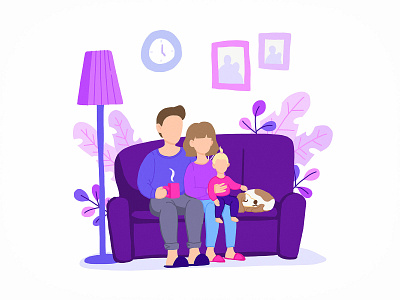 Stay home character concept design family flat illustration people stay home stay safe stayhome vector