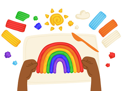 Plasticine rainbow character concept design flat illustration vector