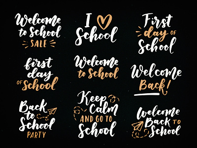 Back to school badges calligraphy lettering school typography