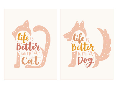 Pet lettering cat concept design dog flat illustration lettering pet poster typographic typography vector