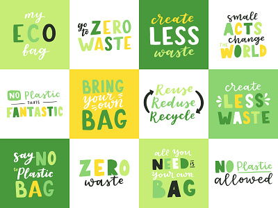 Zero waste concept design eco lettering poster print quote typo typographic vector web zerowaste