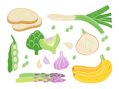 Prebiotics food concept design flat food illustration vector vegetable veggies