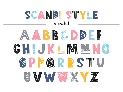 Scandinavian alphabet alphabet concept design font illustration kids letters minimalistic nordic scandi scandinavian swedish symbols typography vector
