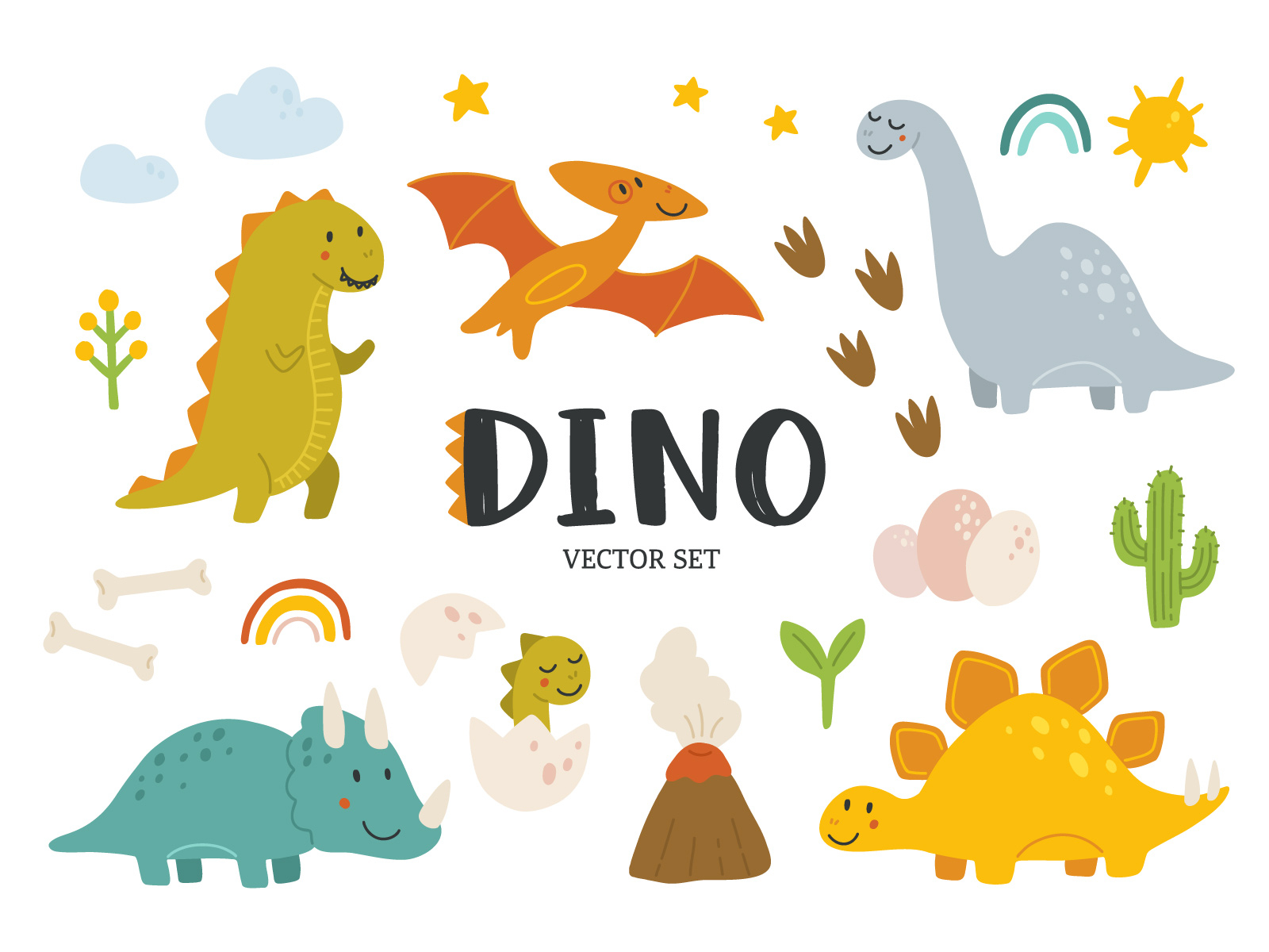 Dino set by Tanya Bosyk on Dribbble