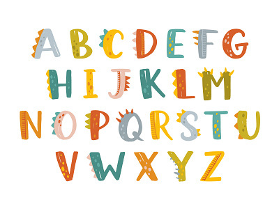 Dino Alphabet abc alphabet cartoon concept design dino dinosaur flat illustration kids letters vector