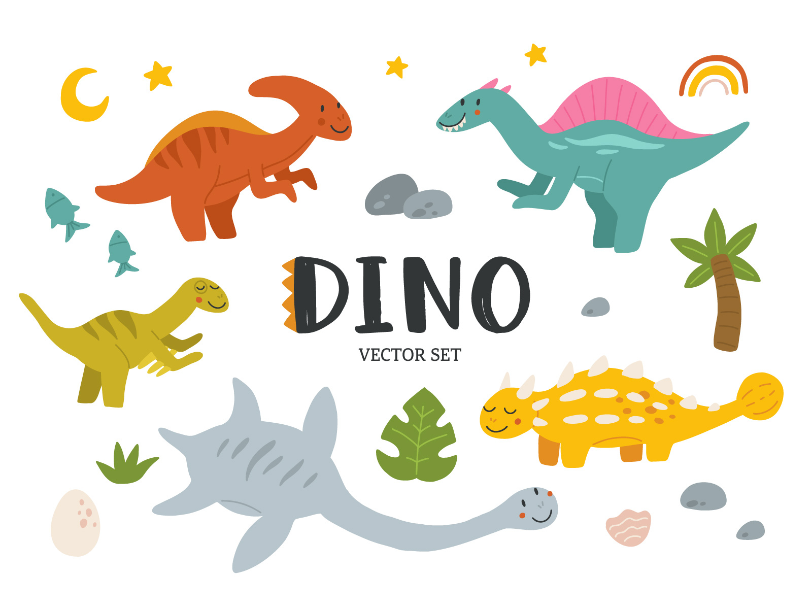 Dino set 2 by Tanya Bosyk on Dribbble