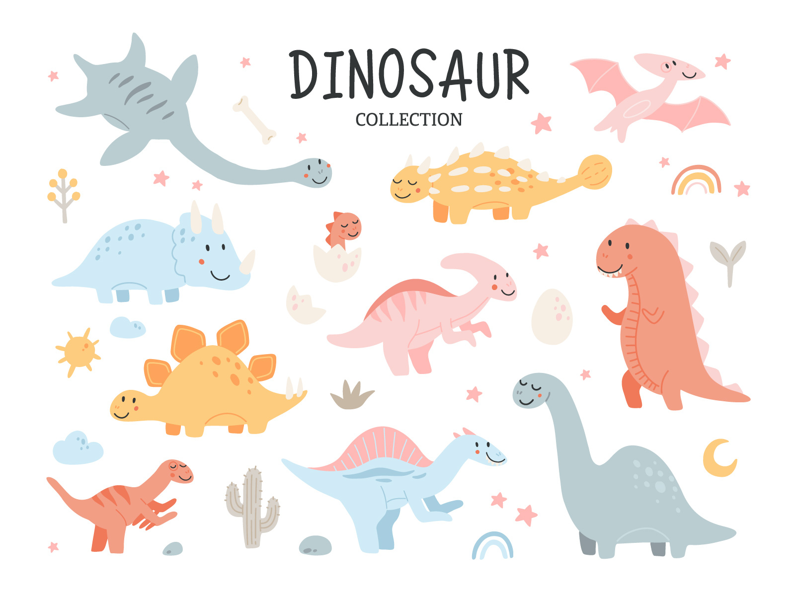 Pastel Dino set by Tanya Bosyk on Dribbble