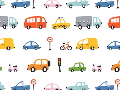 Traffic car cartoon concept design flat illustration nordic pattern scandinavian traffic urban vector