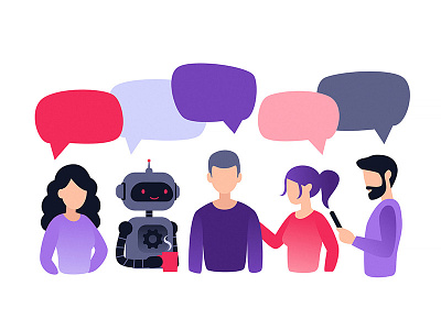Modern conversation character communication concept conversation design dialogue flat illustration people robot vector