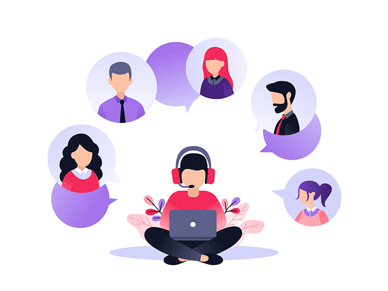 Hotline Operator web vector operator hotline support tech illustration flat design concept character