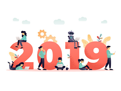 2019 2019 character concept coral design flat illustration living technology vector web