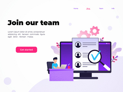 Recruiting landing page business character concept design flat illustration page technology vector web