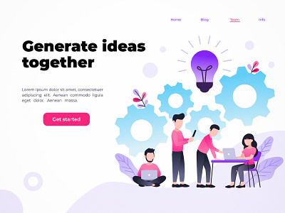 Teamwork business character concept design flat illustration page technology vector web