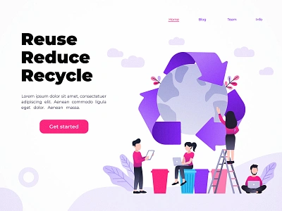 Reuse Reduce Recycle character concept design flat illustration planet planet earth recycle vector web zerowaste