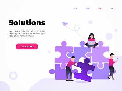 Solutions business character concept design flat illustration page solution vector web