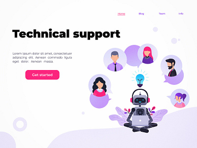 Technical support business character concept design flat illustration robot technology vector web