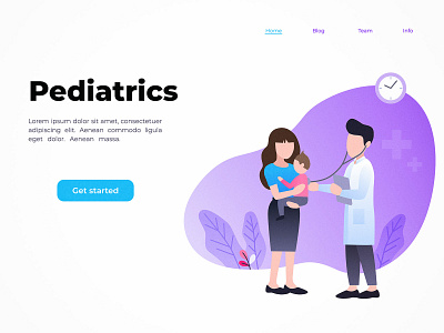 Pediatrics character clinic concept design doctor flat illustration pediatric vector web
