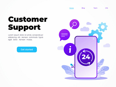 Customer support business concept design flat illustration page technology ui vector web