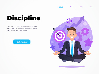 Self discipline business character concept design flat illustration page ui vector web