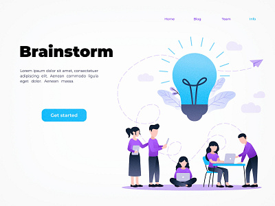 Brainstorm business character concept design flat illustration page vector web