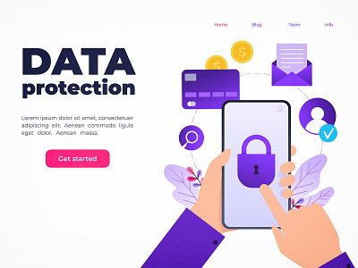 Data protection business concept data design flat illustration protection technology vector web