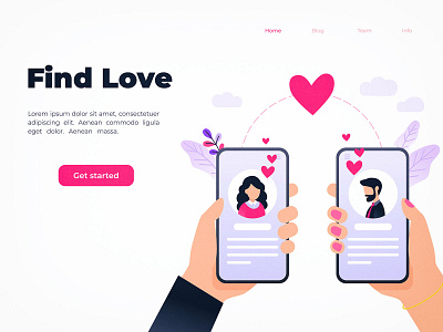 Find love business concept dating design flat illustration love mobile app page service valentine valentine day vector web