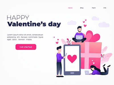 Valentines day business character concept design flat illustration love page romance valentine valentinesday vector