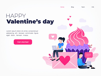 Valentines day character concept design flat illustration page ui valentine valentinesday vector web