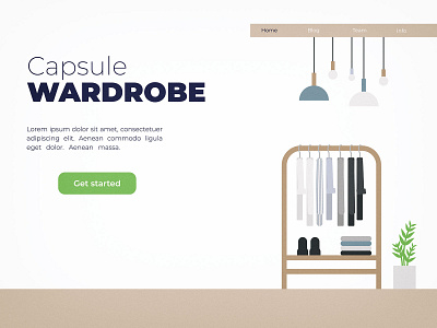 Capsule wardrobe capsulewardrobe clothing concept design fashion flat illustration page ui vector wardrobe web