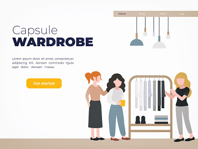 Capsule wardrobe capsulewardrobe character concept design fashion flat illustration page slowfashion ui vector wardrobe