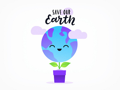 Save Our Earth character concept cute earth eco ecology flat gogreen illustration planet vector