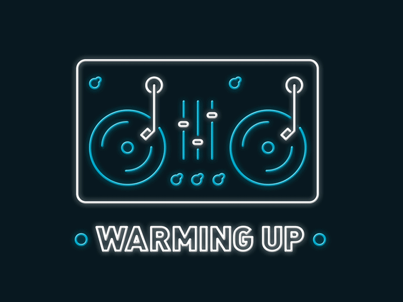 Warming Up Neon Icon animation icon illustration neon sign turntables vinyl