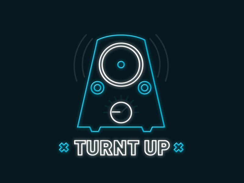 Turnt Up animation icon illustration neon sign speaker volume