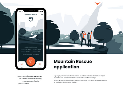Mountain Rescue Application case study application branding case case study concept drawing flat illustration graphic design hiking illustration minimal illustration mountain product design rescue