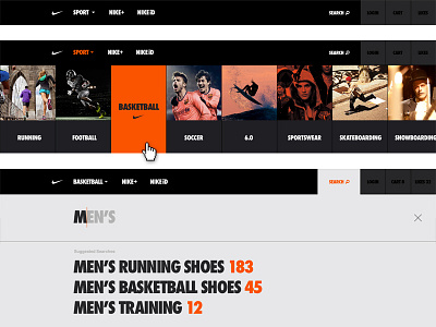 Nike Navigation navigation nike nike.com ui