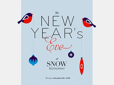 NY Poster fragment eve new year poster restaurant snow typography