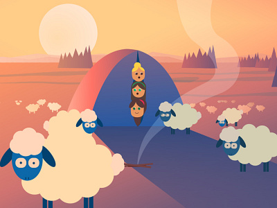 Breakfast bell II 2d after effects animation character gif nature sheep tent