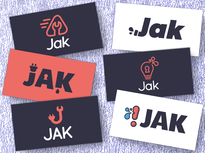 Jak Logos lock pipe leak plug wrench lightbulb electrician locksmith plumber identity branding logo
