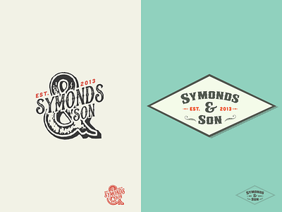 Symonds & Son Brand Identity ampersand badge brand branding cream crosshatch cubano diamond identity logo mint retro stamp vintage