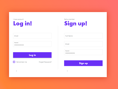 Log in & Sign up form UI adobe xd float lable form login signup ui ux web