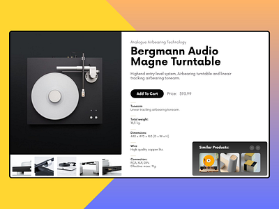 Bergmann Audio Magne Turntable adobe xd adobexd audio audio player check out daily ui ui ui design ux web web design