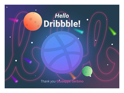 Hello Dribbble! hello dribbble illustration invites space