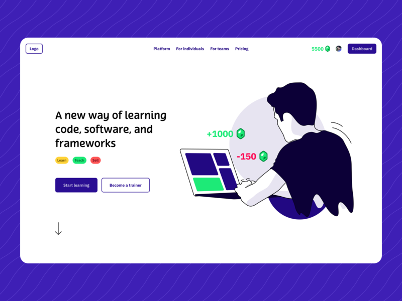 Concept screen: Instruqt homepage 🚀 concept design figma gamification illustration landingpage learning platform technical ui